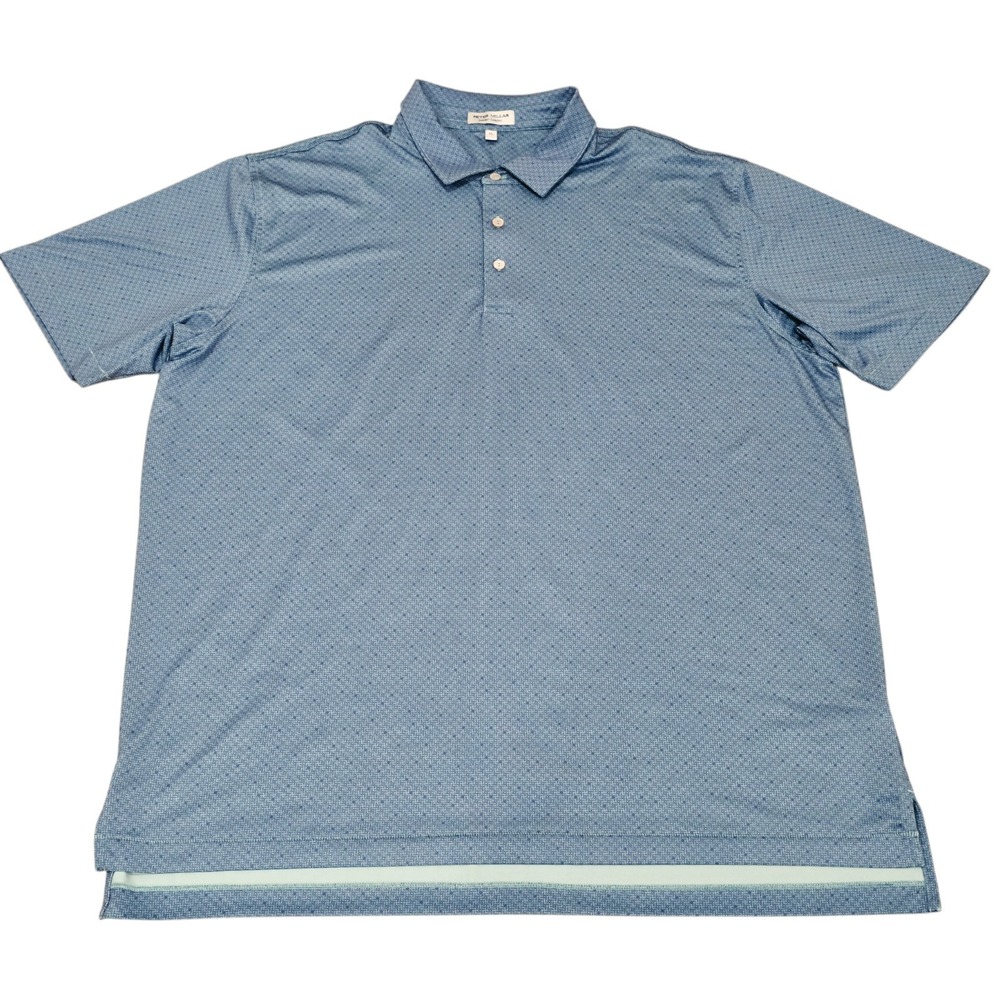 Peter Millar Summer Comfort Polo Shirt Men's XL Blue Geometric Golf Performance